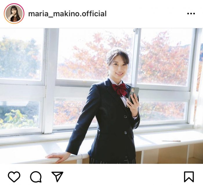 モー娘。牧野真莉愛、出身高校の制服姿を披露！「制服似合ってて可愛い」