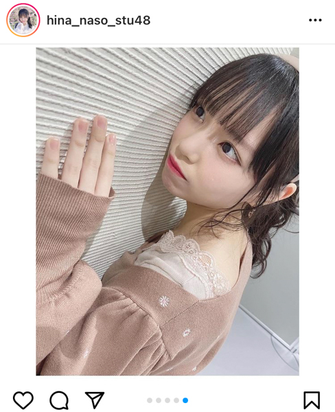 STU48 岩田陽菜、壁にひっつき“プク顔”披露！「最強なそ」「壁になりたい人生だった」