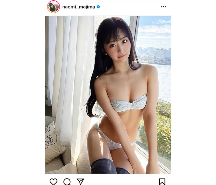 真島なおみ、チラ見えのニーハイで魅せる太ももショット！