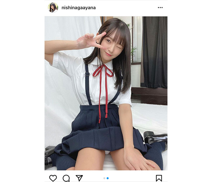 西永彩奈、確信犯的な制服パンチラショット！「頂きましたー」