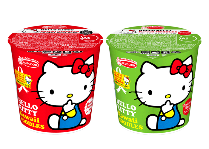 ハローキティ kawaiiヌードル　しょうゆ味／とんこつ味　新発売