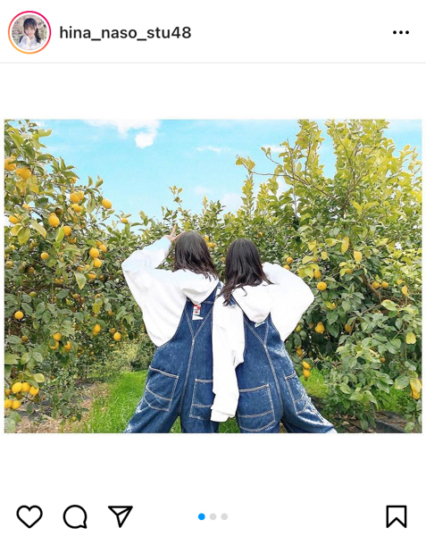 STU48 岩田陽菜＆石田みなみ、お揃いのオーバーオールで双子コーデ！「美少女コンビかわいい」と絶賛の声ぞくぞく！