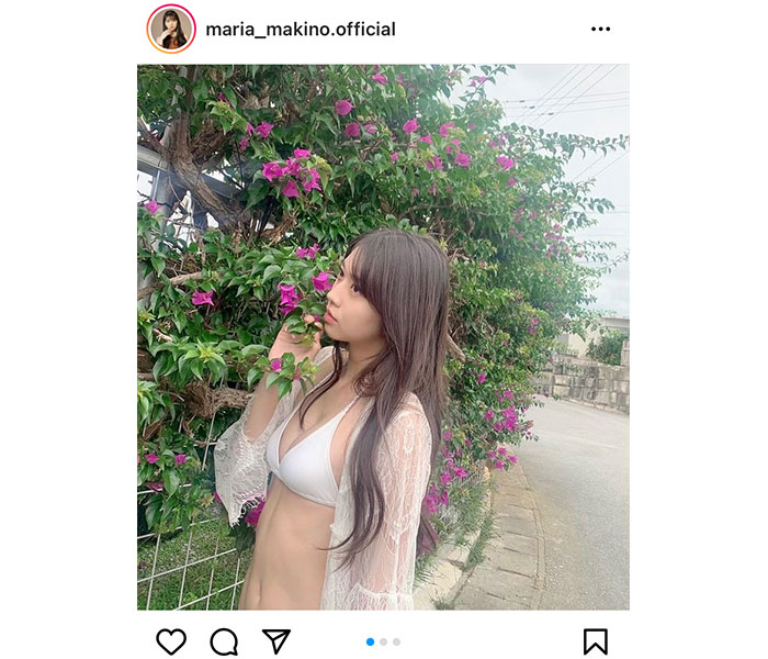 モー娘。牧野真莉愛、白ビキニ姿で魅せる透明感！