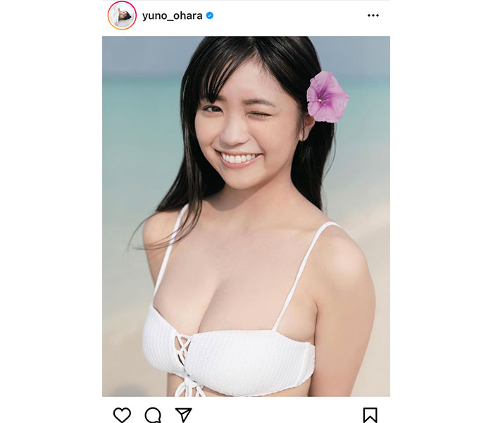 大原優乃、白ビキニ姿のウィンクに「悩殺された」と反響！