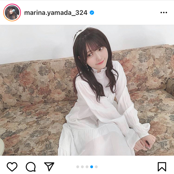 山田麻莉奈、天使級に可愛い白衣装オフショットを公開！