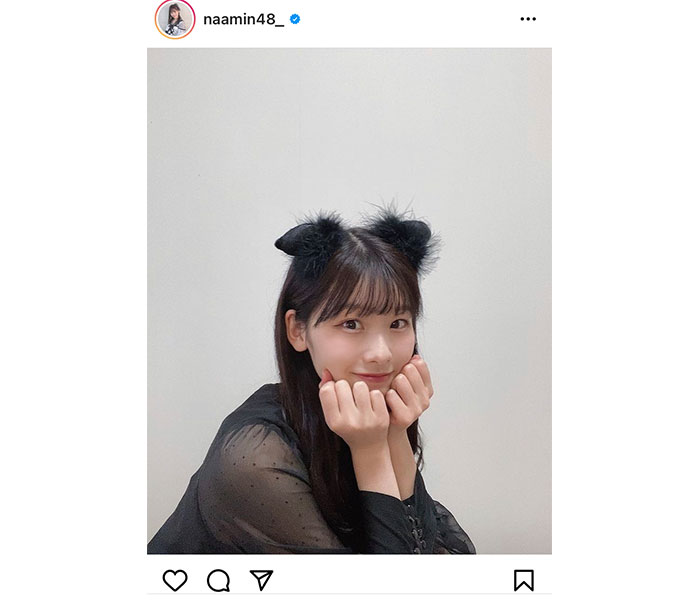 AKB48 浅井七海、「耳の日」に黒猫ショット披露でファン歓喜！「あざとかわいい」