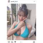 NMB48 上西怜、お気に入りの青色ビキニで魅せる抜群プロポーション！