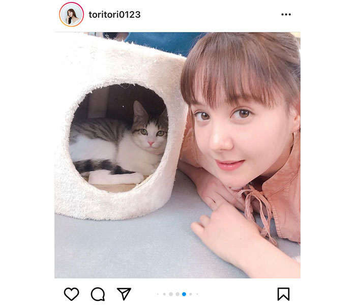 トリンドル玲奈、「ねこカフェ列車」で猫とのふれあいショット公開「かわいさの相乗効果すごーい！」