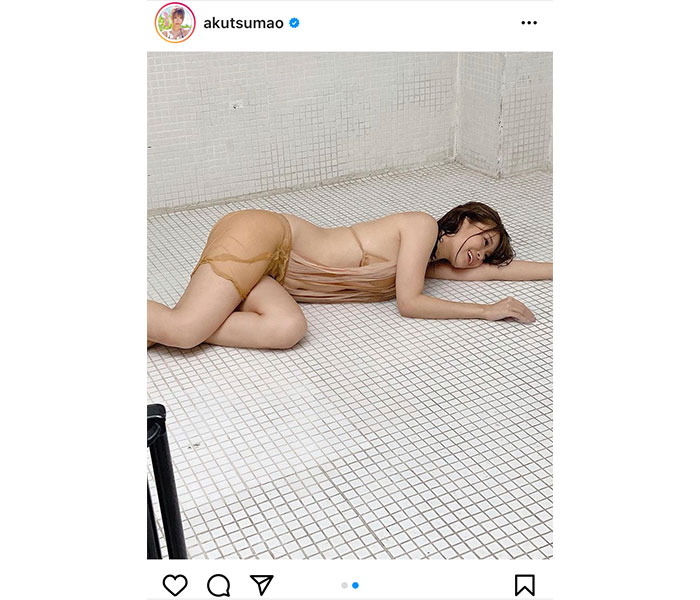 阿久津真央、水に濡れた体に張り付くビキニがセクシーすぎる！