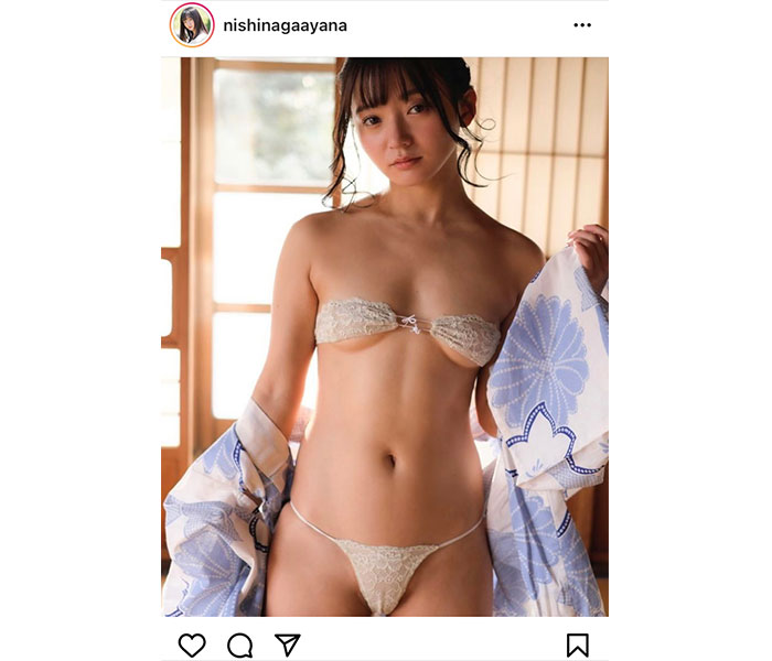 西永彩奈、極小下着で魅せる美麗なスタイル披露