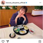 奥山かずさ、浴衣姿で和食を堪能！