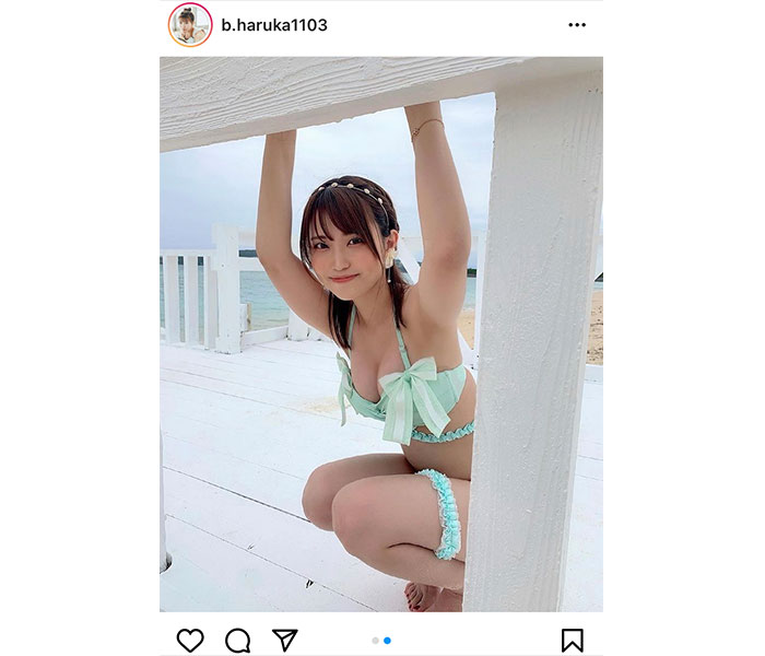 JamsCollection・坂東遥、爽やか緑の水着衣装に釘付け！「似合ってて神」「可愛いしセクシー」