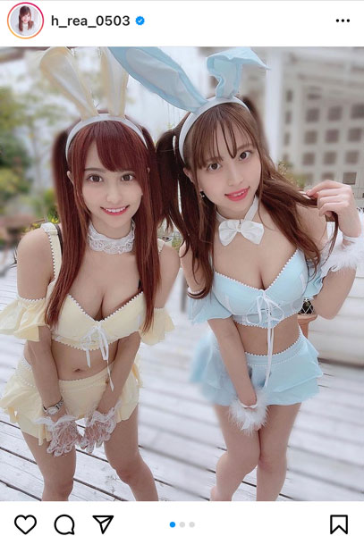 花咲れあ、竹内星菜とのバニーガール2ショットが可愛すぎる！！