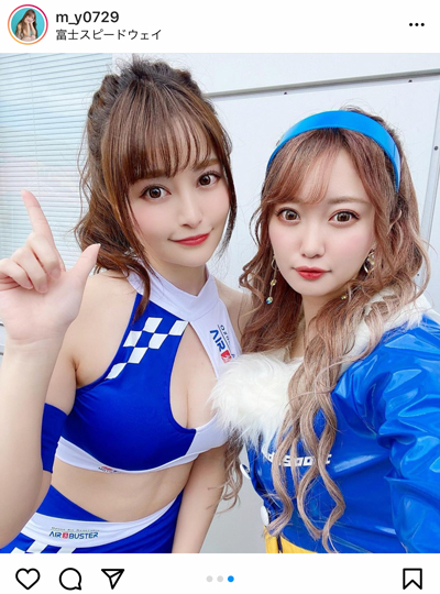 松本ゆん、早坂まりなとレースクイーン姿で2ショットを披露！「二人の美女美しいね」