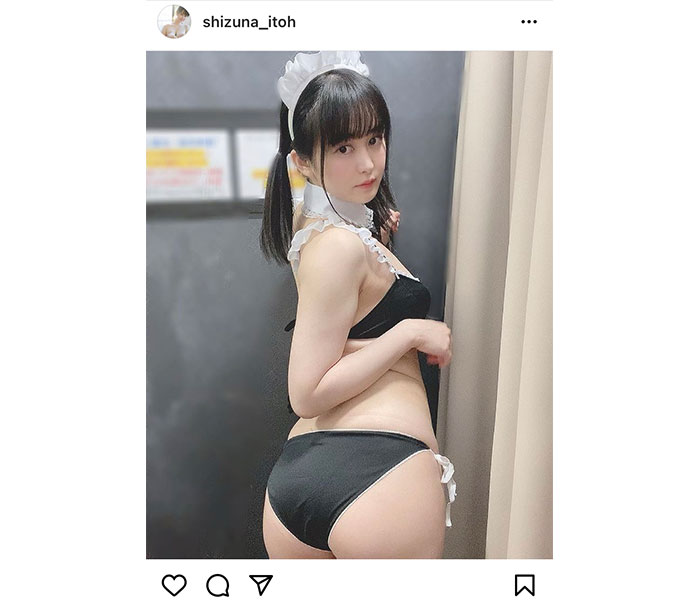 伊藤しずな、メイドビキニで魅せる桃尻ショットに歓喜の声！