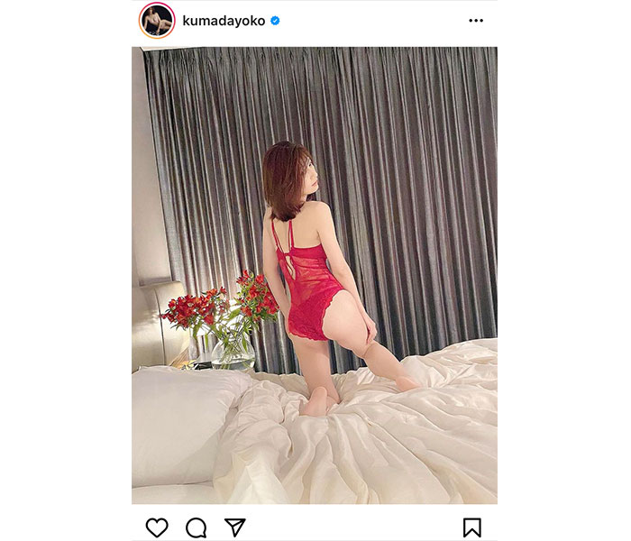 熊田曜子、美プロポーションに釘付けなバックショット公開！