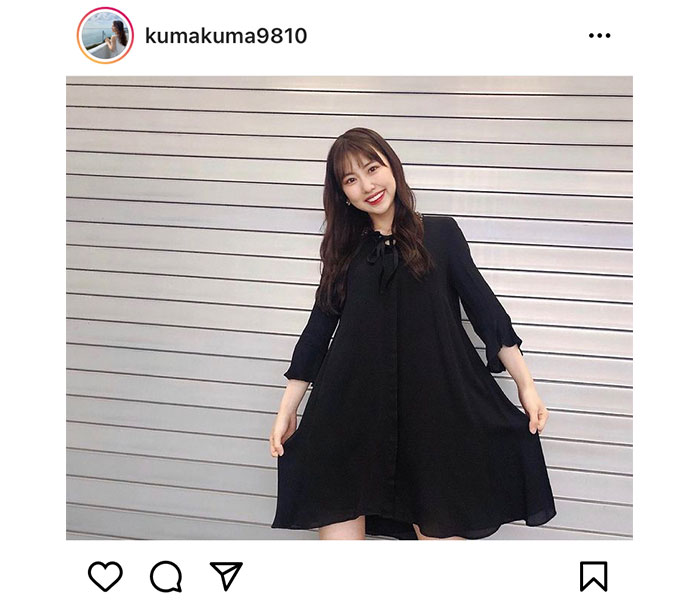 SKE48 熊崎晴香、黒ワンピースコーデの”大人くまちゃん”が可愛すぎる！