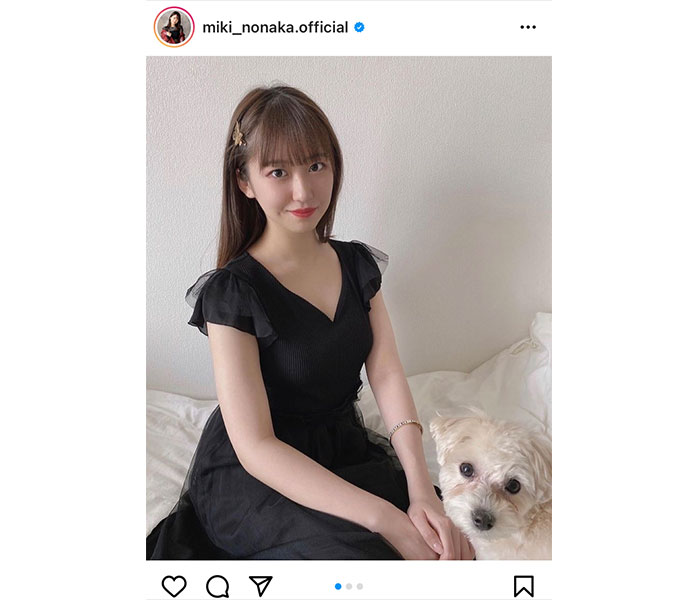 モー娘。野中美希、大人カワイイ黒ワンピース姿にうっとり