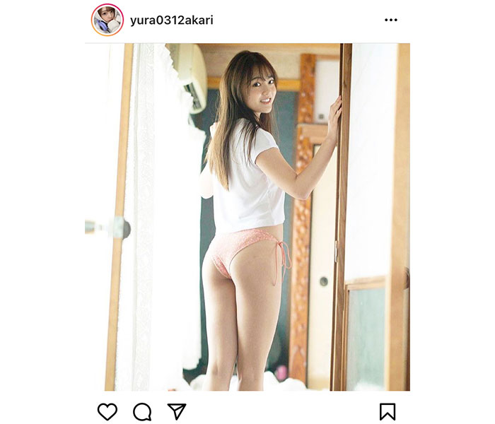 由良朱合の美尻に釘付けなバックショットに反響ぞくぞく！「ドキドキが止まらん」