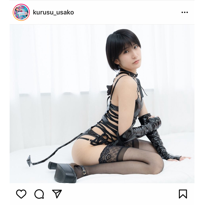 来栖うさこ、悪魔風のボンテージ姿で妖艶ヒップを披露！「可愛い過ぎ」「セクシー綺麗」