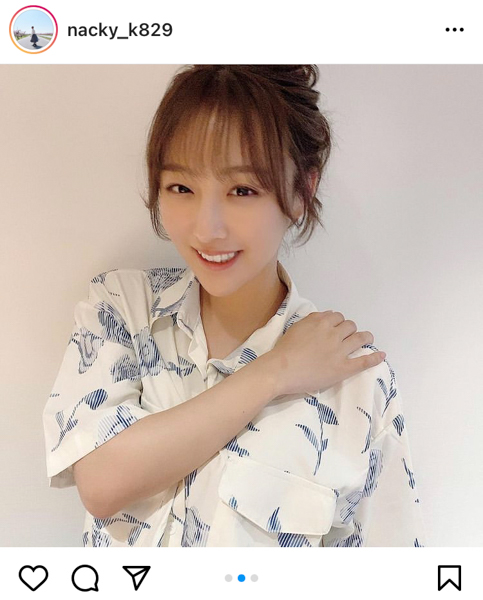 SKE48 鎌田菜月、お団子ヘアで魅せる夏コーデに反響「涼しげで良い感じ」