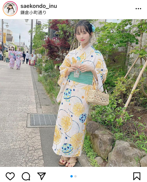 #ババババンビ 近藤沙瑛子、レモン柄の爽やか浴衣ショットにファン大絶賛「このままお祭りに行きたい」