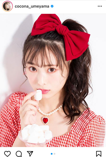 NMB48 梅山恋和、赤いリボンに惹かれるポートレートに歓喜の声「ココナしか勝たん」