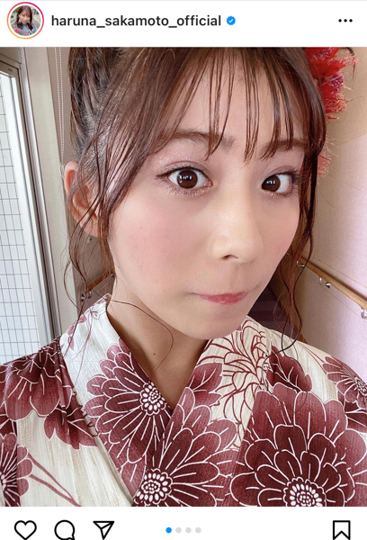 TEAM SHACHI 坂本遥奈、浴衣姿の振り向き美人ショットを披露「浴衣ハルちゃんが夏を連れてきた～」