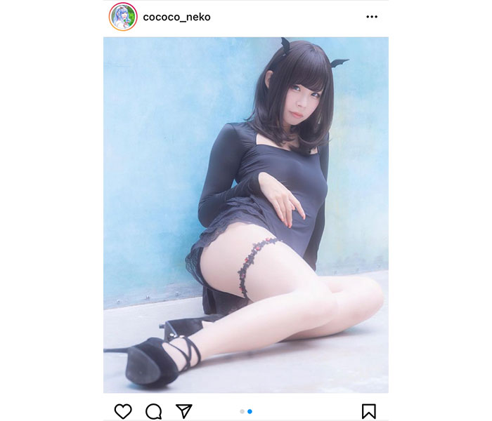 猫乃ここ、契約したいセクシー悪魔コスプレ披露