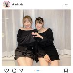 SKE48 須田亜香里が浅井裕華とお揃いレッスン着で2ショット