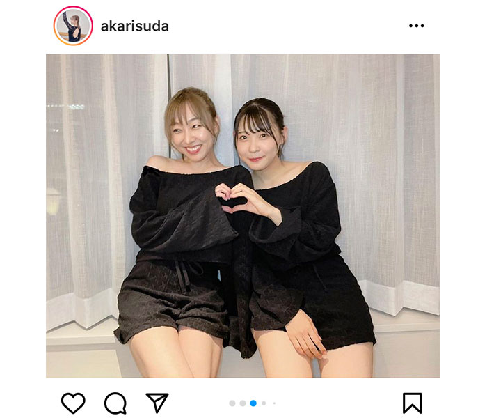 SKE48 須田亜香里が浅井裕華とお揃いレッスン着で2ショット