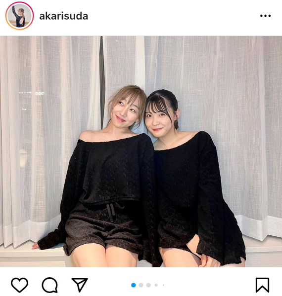 SKE48 須田亜香里が浅井裕華とお揃いレッスン着で2ショット