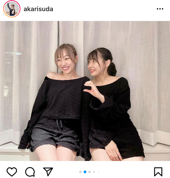 SKE48 須田亜香里が浅井裕華とお揃いレッスン着で2ショット