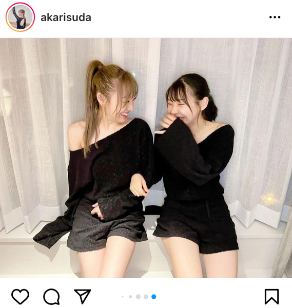 SKE48 須田亜香里が浅井裕華とお揃いレッスン着で2ショット