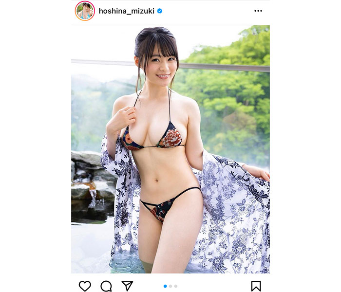 星名美津紀、浴衣を徐々に脱いでいく温泉グラビア披露