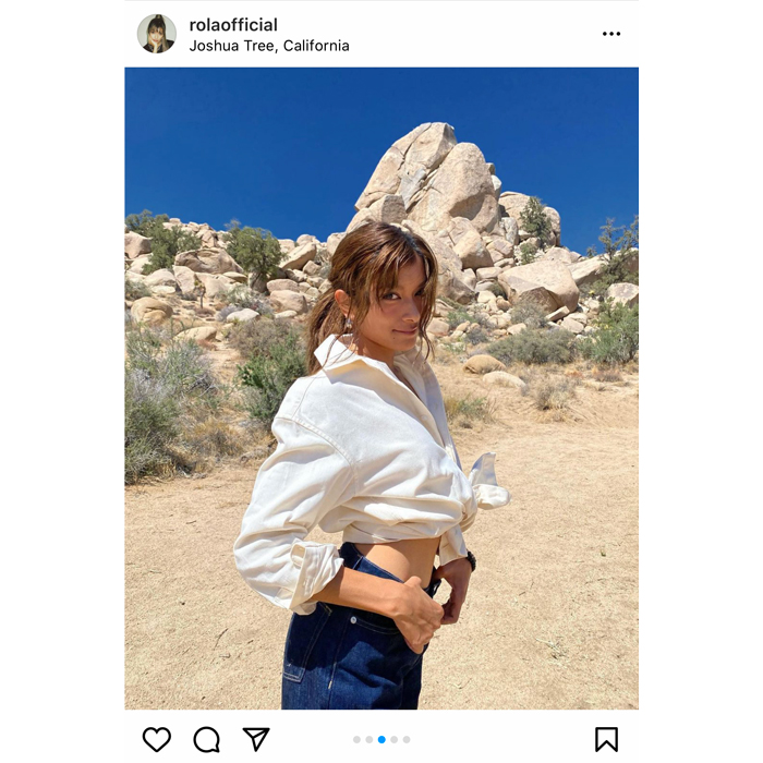 ローラ、カリフォルニアの空の下でリラックス！カジュアルコーデでワーケーションを満喫。