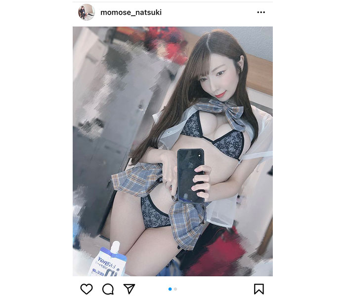 百瀬菜月、スケスケ制服姿で下着チラリ「もっとみたいです!!」