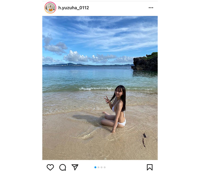 NMB48 本郷柚巴、笑顔あふれる水着オフショットに絶賛の声ぞくぞく