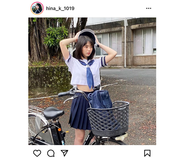 菊地姫奈、セーラー服でおへそチラ見せ「中学時代を思い出します」