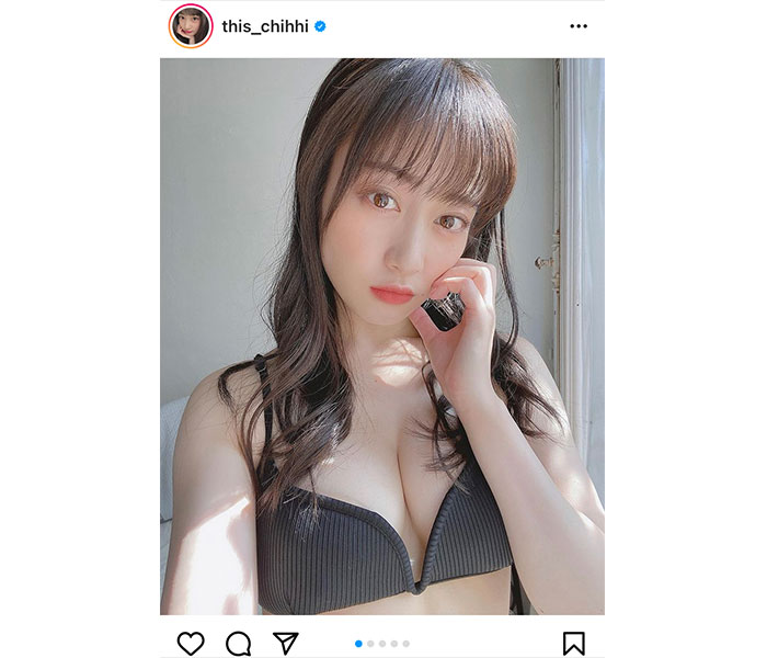 NMB48 川上千尋、黒ビキニで魅せる白肌オフショットに歓喜の声