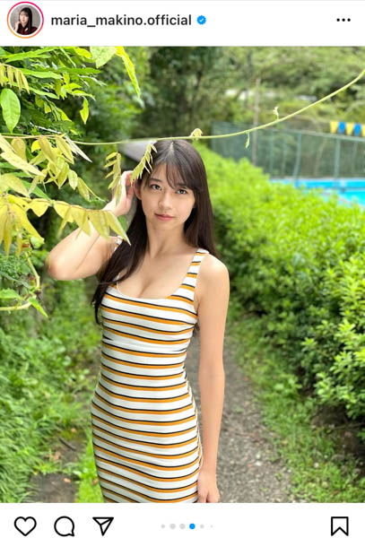 モー娘。牧野真莉愛、タイトワンピースで魅せる抜群美スタイル