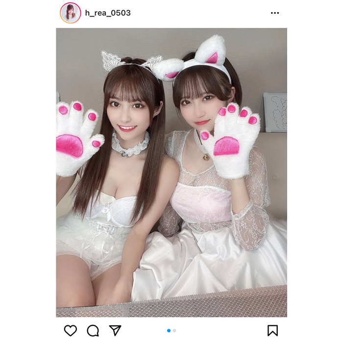 花咲れあ、「史上最強にカワイイ」猫コスの姉妹ツーショットを公開！「有り得ない美人姉妹」