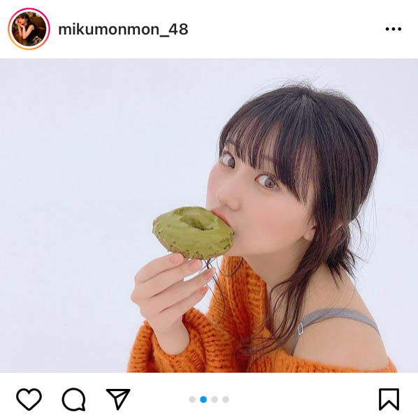 HKT48 田中美久、カメラ目線でドーナツをパクリと食べる仕草が可愛すぎる!!