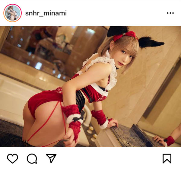 コスプレイヤー・篠原みなみ、スカートめくってご褒美サンタコスを公開「豪華なプレゼントだ」