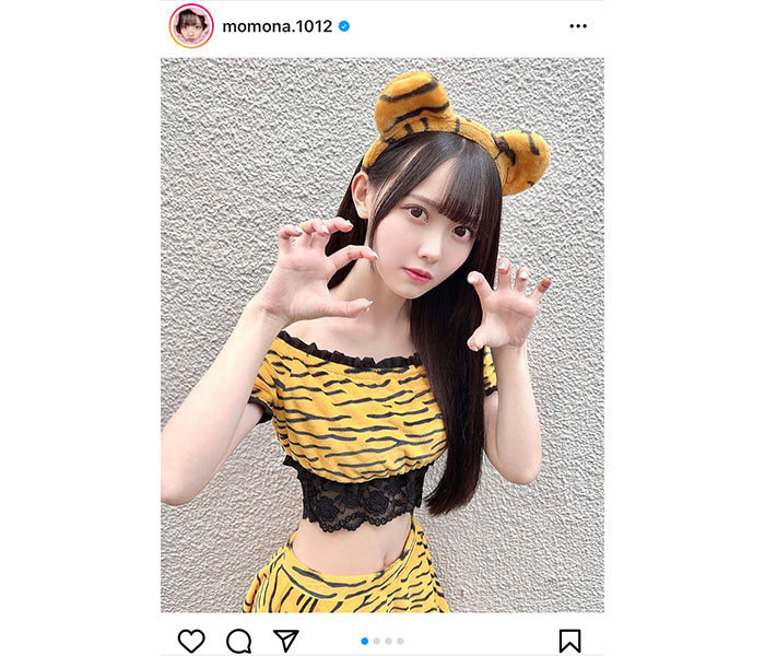 ラストアイドル 松本ももな、虎コスチュームで美くびれライン披露!「トラはどうだっちゃ??」