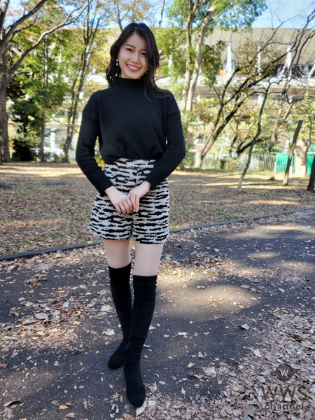 【2021ミスユニバーシティグランプリ】関西大学・吉田三莉さんが美脚際立つクールなファッションで登場！ 「一つ大人の階段を登って、大人の女性に近づくことができた。2022年は防災の啓発活動をしたい。」