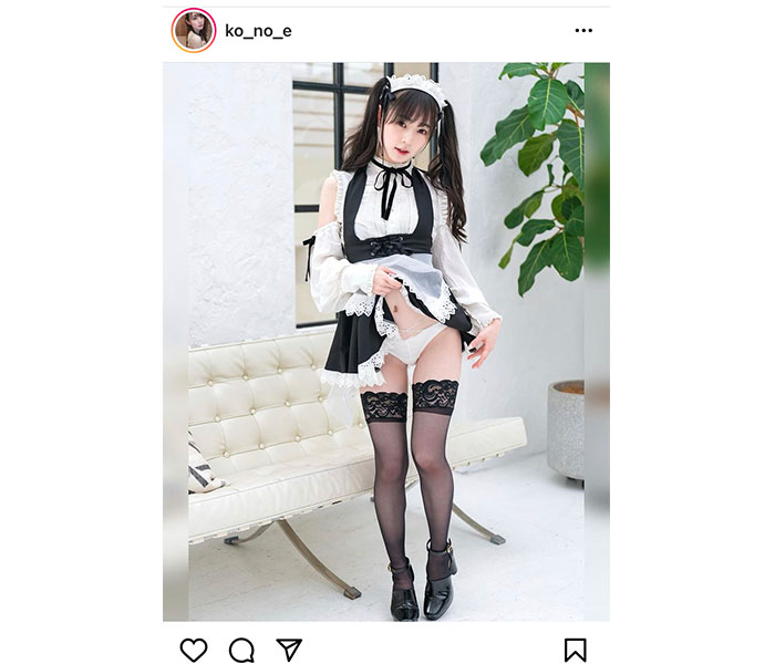 コスプレイヤー ・近衛りこ、ミニスカメイド服めくって下着チラ見せ