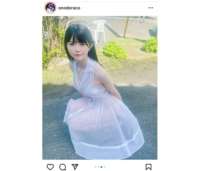 真っ白なキャンバス・小野寺梓、透け感ドレスでスケスケ白水着ショット披露「美しく輝かしい」