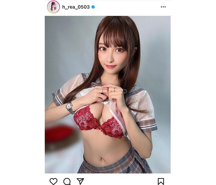 花咲れあ、スケスケ制服から刺激的ランジェリー越しの美バスト見せつけ！