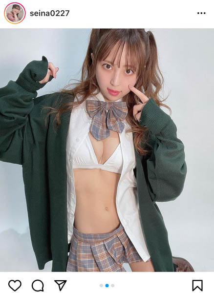 竹内星菜、チラ見せセクシーな制服コスプレにドキドキ！「最高に可愛いぞ－」